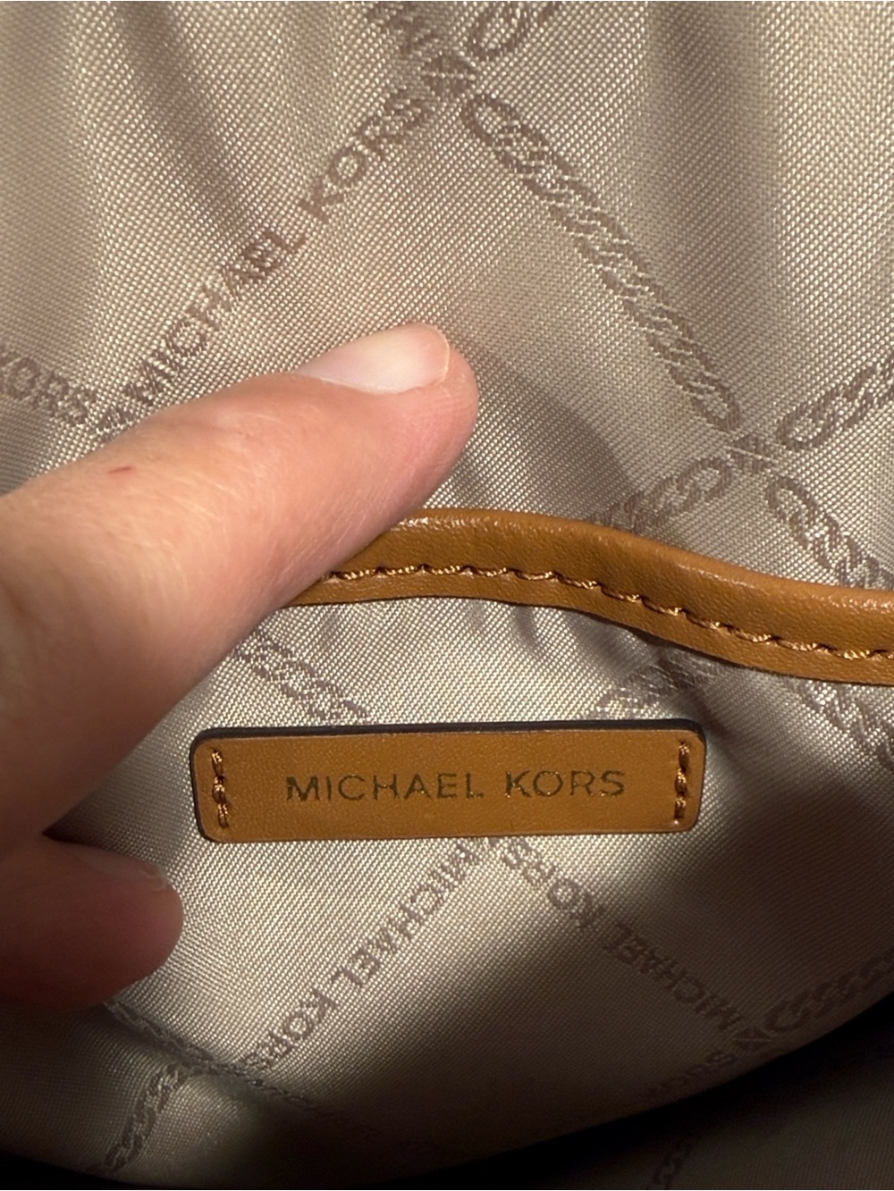 Michael Kors Brown Logo Crossbody with Multicolor Tag Print - Picture 7 of 10